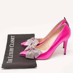 Pre Owned SJP Sarah Jessica Parker Pink Satin Crystal Embellished Pumps Size 37