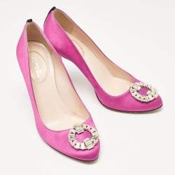 SJP Sarah Jessica Parker Pink Satin Crystal Embellished Pumps Size 37