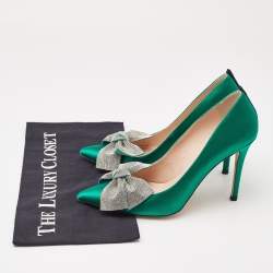 SJP Sarah Jessica Parker Green Satin Samara Pumps Size 37