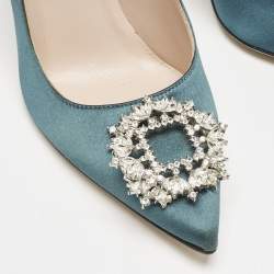 SJP Sarah Jessica Parker Green Satin Crystals Pumps Size 38