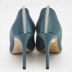 SJP Sarah Jessica Parker Green Satin Crystals Pumps Size 38