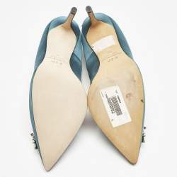 SJP Sarah Jessica Parker Green Satin Crystals Pumps Size 38