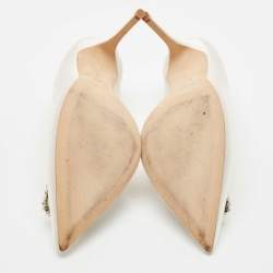 Pre Owned SJP Sarah Jessica Parker White Satin Crystals Embellished Pumps Size 39