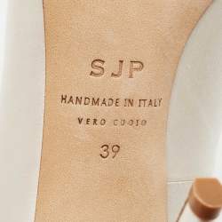 Pre Owned SJP Sarah Jessica Parker White Satin Crystals Embellished Pumps Size 39