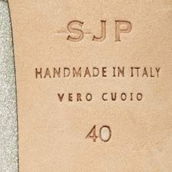 Pre Owned SJP Sarah Jessica Parker Silver Glitter Leather Mabel Slingback Pumps Size 40