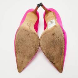 Pre Owned SJP Sarah Jessica Parker Fuchsia Satin Pointed Toe Pumps Size 37