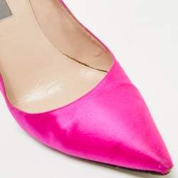 Pre Owned SJP Sarah Jessica Parker Fuchsia Satin Pointed Toe Pumps Size 37