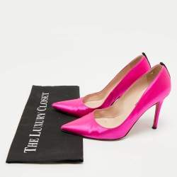 Pre Owned SJP Sarah Jessica Parker Fuchsia Satin Pointed Toe Pumps Size 37