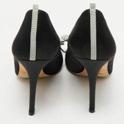 Pre Owned SJP Sarah Jessica Parker Black Satin Crystal Embellished Pumps Size 37