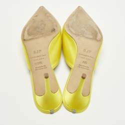 مملوكة مسبقًا SJP Sarah Jessica Parker Size 38.5 Yellow Satin Crystal Embellished Mules