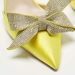 Pre Owned SJP Sarah Jessica Parker The LJ Recital Size 38 Satin Bow Crystal Embellished Slingback Pumps