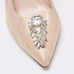 Pre Owned Sarah Jessica Parker Beige Satin Crystal Pumps Size 39.5
