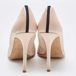 Pre Owned Sarah Jessica Parker Beige Satin Crystal Pumps Size 39.5