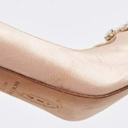 Pre Owned Sarah Jessica Parker Beige Satin Crystal Pumps Size 39.5