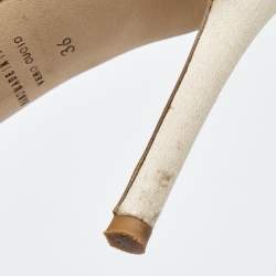 Pre Owned SJP Sarah Jessica Parker Beige Satin Crystal Embellished Pointed Toe Pumps Size 36