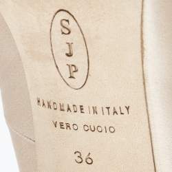 Pre Owned SJP Sarah Jessica Parker Beige Satin Crystal Embellished Pointed Toe Pumps Size 36