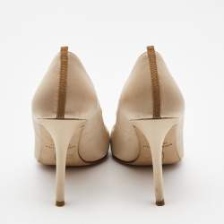 Pre Owned SJP Sarah Jessica Parker Beige Satin Crystal Embellished Pointed Toe Pumps Size 36