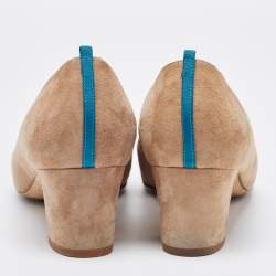 Pre Owned SJP Sarah Jessica Parker Beige/Black Suede Cap Toe Pointed Toe Pumps Size 36