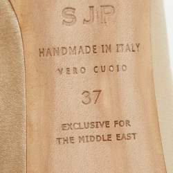 مملوكة مسبقًا SJP Sarah Jessica Parker Beige Satin Crystal Embellished Pumps Size 37