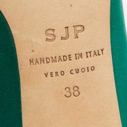 Pre Owned SJP Sarah Jessica Parker Green Satin Crystal Embellished Pumps Size 38