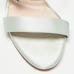 Pre Owned SJP Green Satin Crystal Embellished Slide Sandals Size 39