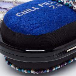 Sarah's Bag Blue/Multicolor Beaded Fabric Chill Pill 2.0 Chain Clutch