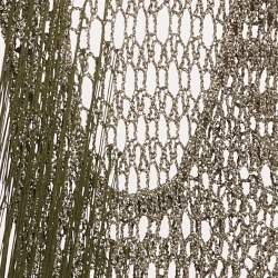 Pre Owned Sādh Green Crochet Fringed Sheer Asymmetric Sleeve Top M