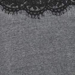 Sea Grey Wool and Lace Neckline Detail Sleeveless Dress S 