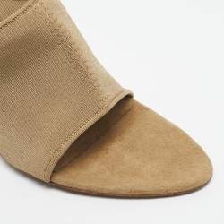 Pre Owned Season 6 Beige Knit Fabric Heel Mules Size 39.5