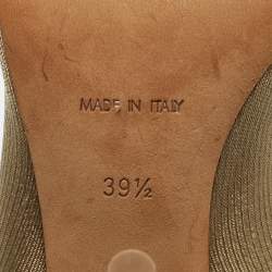 Pre Owned Season 6 Beige Knit Fabric Heel Mules Size 39.5