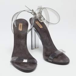 Yeezy Grey PVC  Season 7 Open Toe Ankle Strap Sandals Size 40