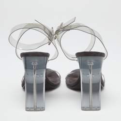 Yeezy Grey PVC  Season 7 Open Toe Ankle Strap Sandals Size 40