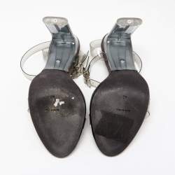 Yeezy Grey PVC  Season 7 Open Toe Ankle Strap Sandals Size 40