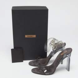 Yeezy Grey PVC  Season 7 Open Toe Ankle Strap Sandals Size 40