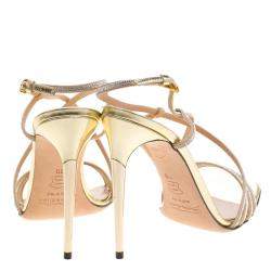 Sebastian Beige Crystal Embellished Suede Cross Strap Open Toe Sandals Size 39