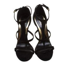 Sebastian Black Suede Strappy Open Toe Sandals Size 40
