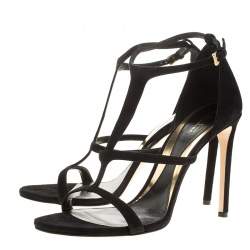 Sebastian Black Suede Strappy Open Toe Sandals Size 40