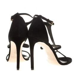Sebastian Black Suede Strappy Open Toe Sandals Size 40