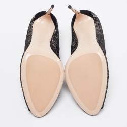 Sebastian Black Lace And Glitter Peep Toe Pumps Size 40