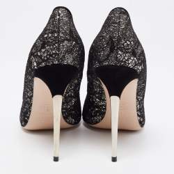 Sebastian Black Lace And Glitter Peep Toe Pumps Size 40