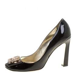 Sebastian Black Patent Leather Crystal Embellished Pumps Size 38.5
