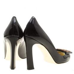 Sebastian Black Patent Leather Crystal Embellished Pumps Size 38.5
