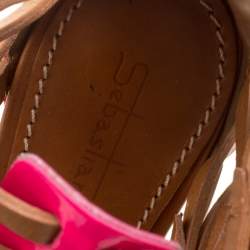 Sebastian Brown Leather Platform Cage Sandals Size 40