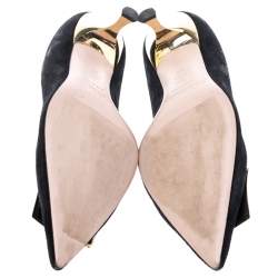 Sebastian Black Suede Crystal Embellished Pumps Size 38
