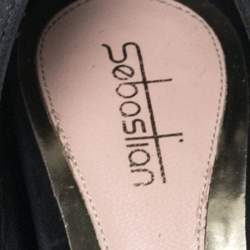 Sebastian Black Suede Crystal Embellished Pumps Size 38