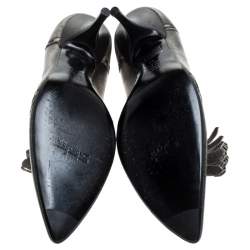 Sebastian Grey Leather Tassel Detail Pointed Toe Pumps Size 40