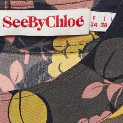مملوكة مسبقًا See by Chloe Multicolor Fruit Print Silk Mini Dress S