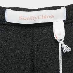 See by Chloe Black Crepe Ruffled Shorts L