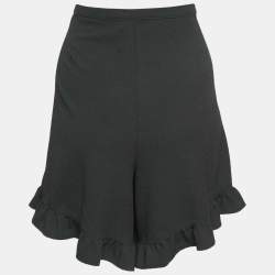 See by Chloe Black Crepe Ruffled Shorts L