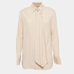 Pre Owned See by Chloe Pink Crepe Pleated Neck Tie Shirt M